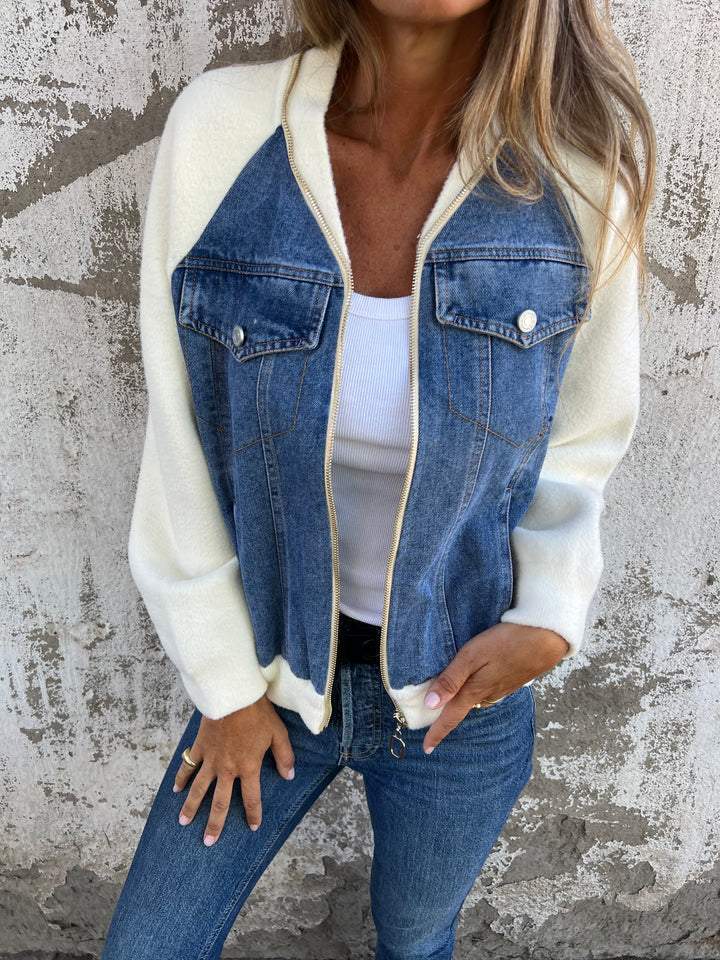 Casual V-neck Zipper Jacket cotton Jacket