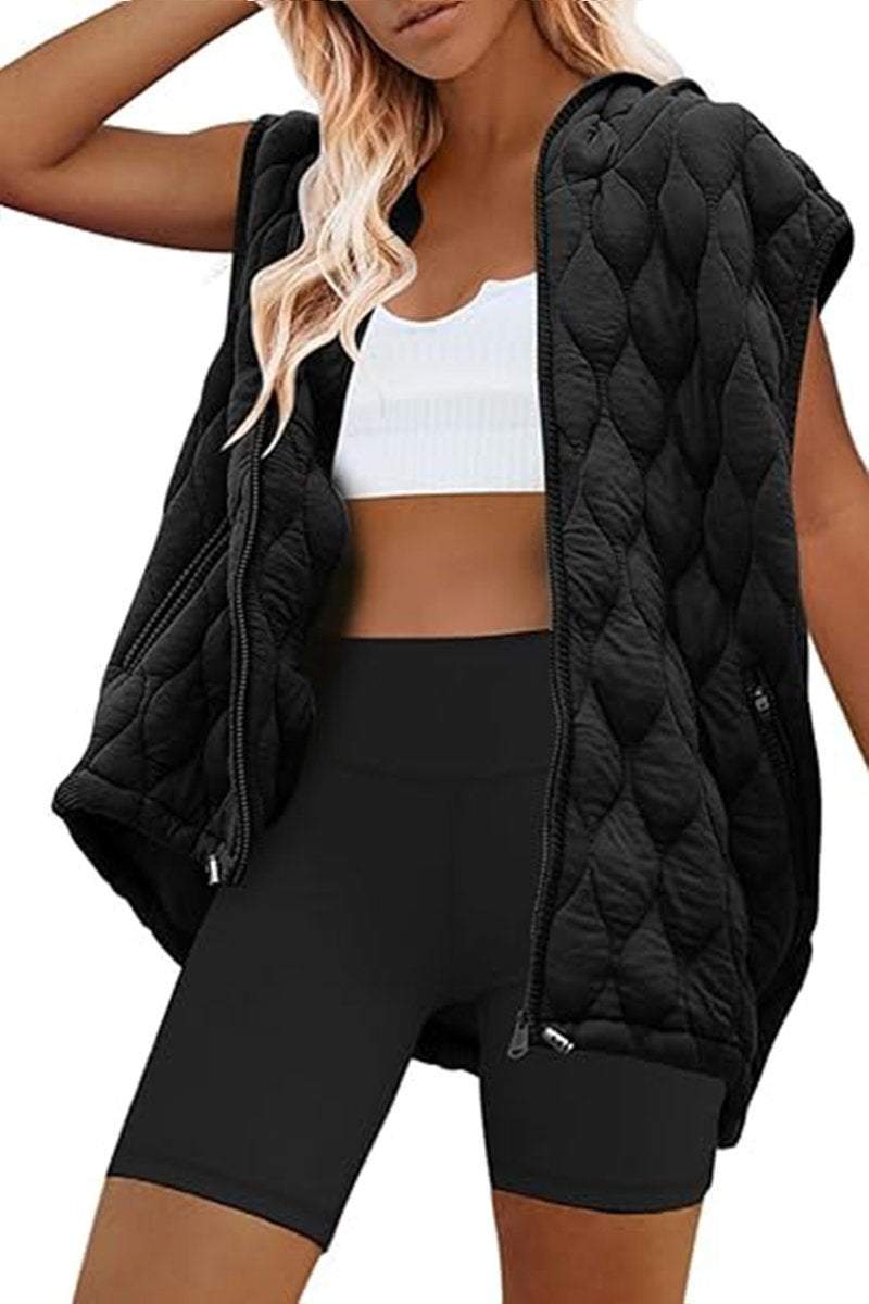 Women's Hooded Sleeveless Casual Cotton Vest Coat Jacket Tops