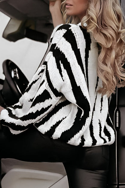 Women's Round Neck Long Sleeve Striped Sweater Sweater Tops