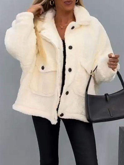 Women's Lapel Long Sleeve Plush Coat Coat Tops