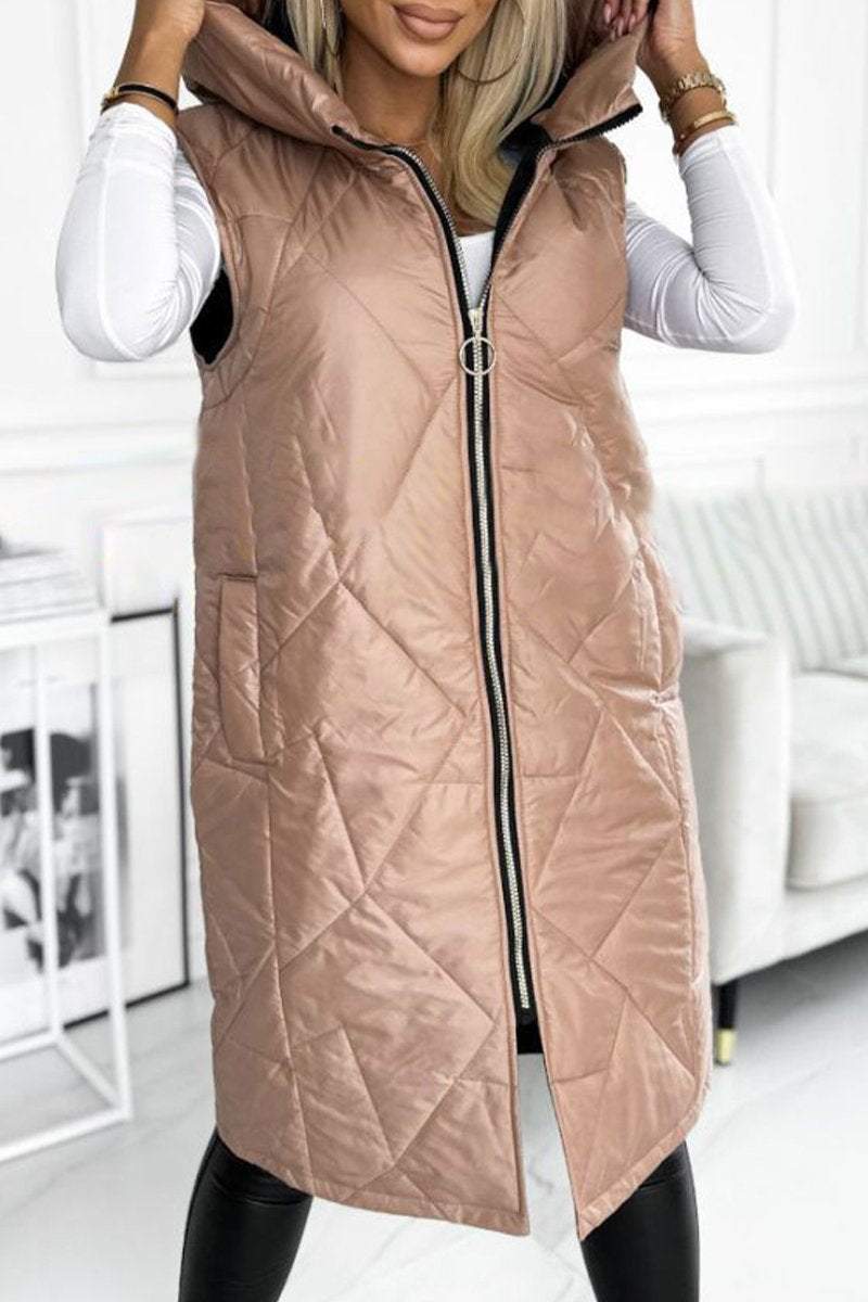 Women's Hooded Zipper Sleeveless Long Coat Coat Tops