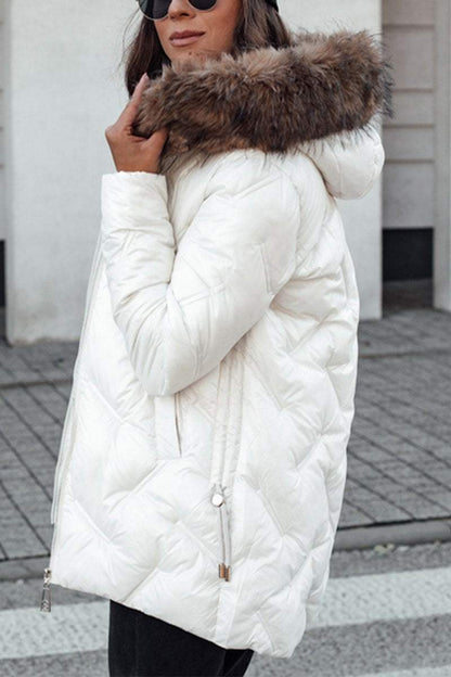 Women's Casual Hooded Zippered Thick Jacket Coats Cotton Top