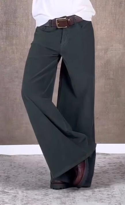 Women's Casual Solid Color Corduroy Wide Leg Pants Bottoms pants