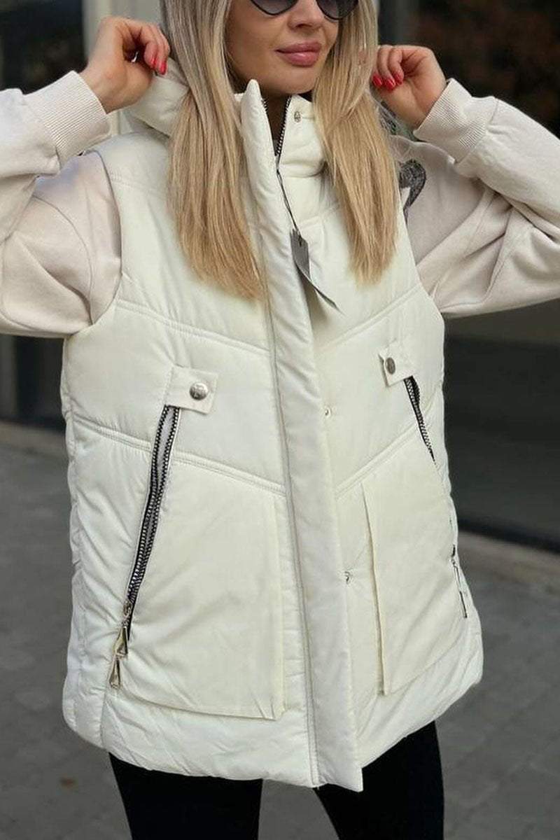 Solid Color Casual Zipper Vest Jacket Jacket Tops