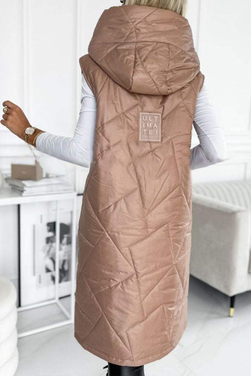 Women's Hooded Zipper Sleeveless Long Coat Coat Tops