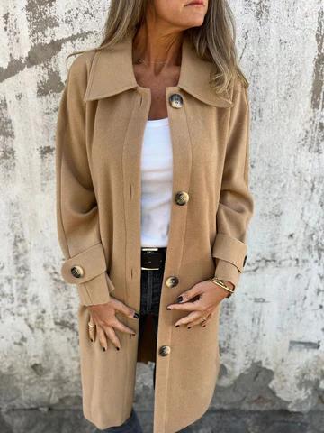 Casual Lapel Long Coat Coat Cotton