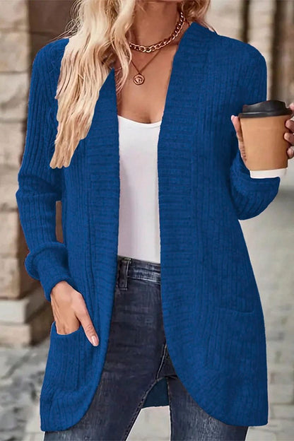 Women's Casual Pit Striped Woolen Cardigan Jacket