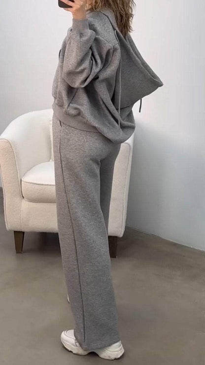 Women's Hooded Long-sleeved Zipper Casual Sweatshirt Suit Suit