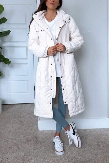 Women's Casual Hooded Single-breasted Long Cotton Coat Coats Cotton Top