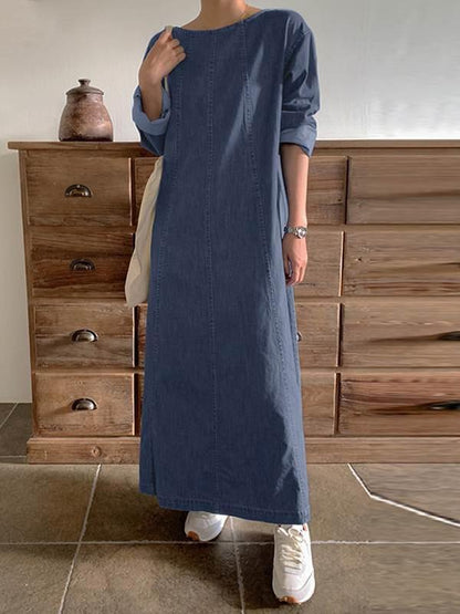 Women's Casual Long Sleeve Denim Dress Denim Dress