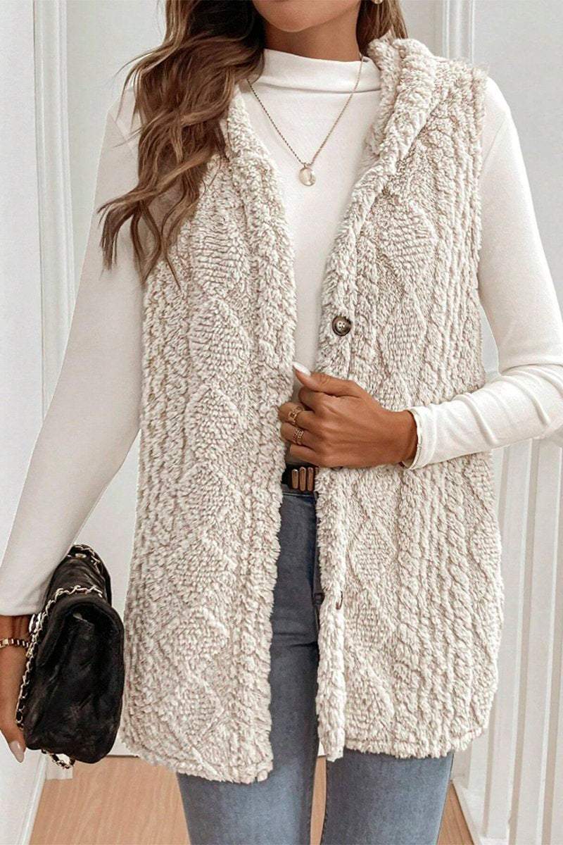 Women's Casual Warm Textured Hooded Vest