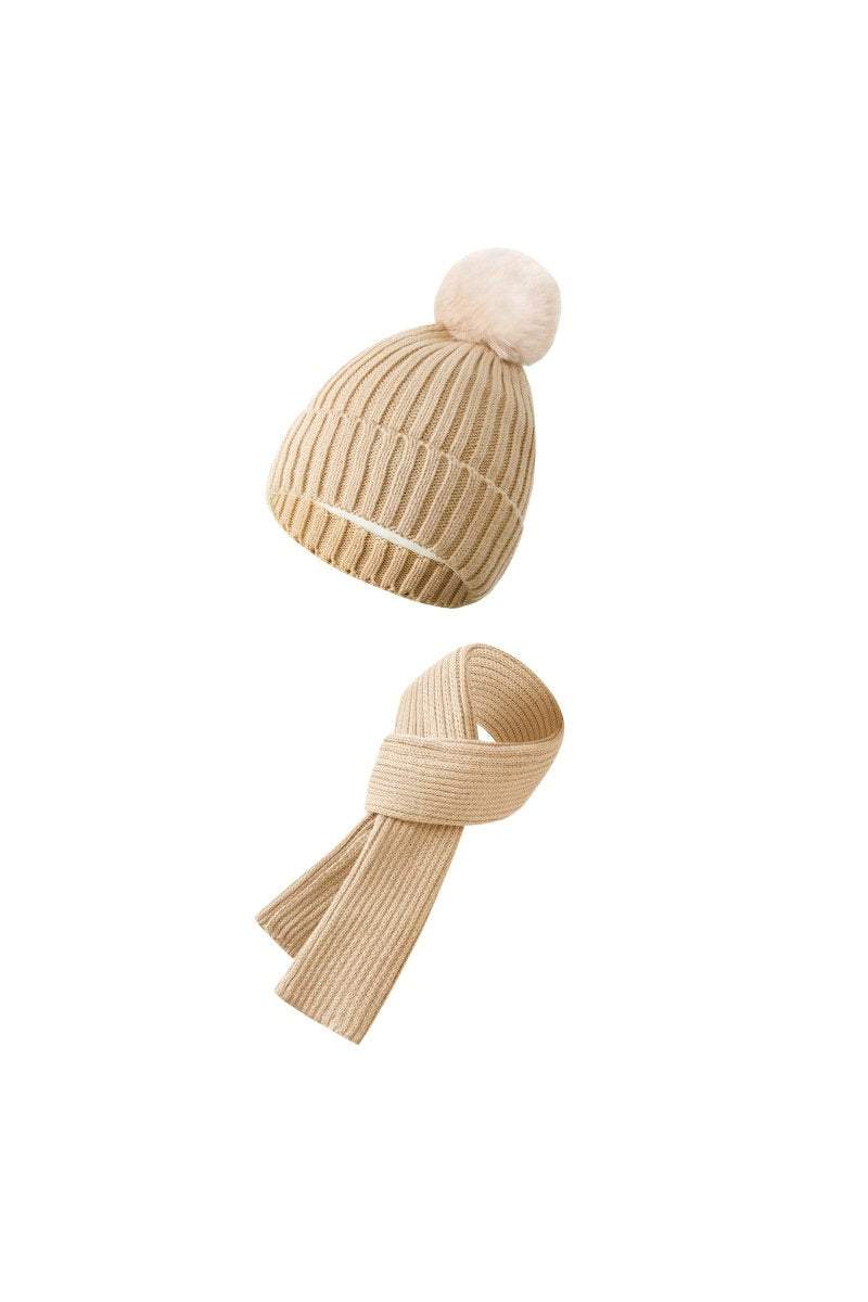 Knitted Hat, Double-layer Fleece Warm Wool Scarf, Gloves, Three-piece Set Gloves Hat Scarf Three-piece Set