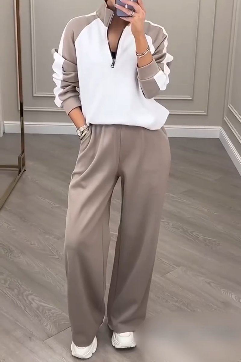 Women's Casual Contrast Pants Suit Pant sets Sets Two piece sets