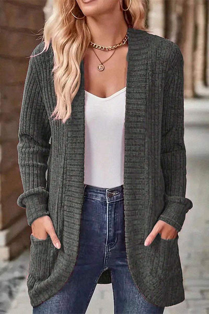 Women's Casual Pit Striped Woolen Cardigan Jacket