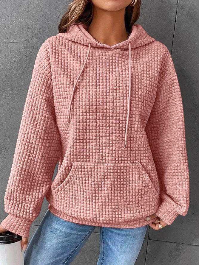 Plain Casual Hoodie Sweatshirt huafuge tops