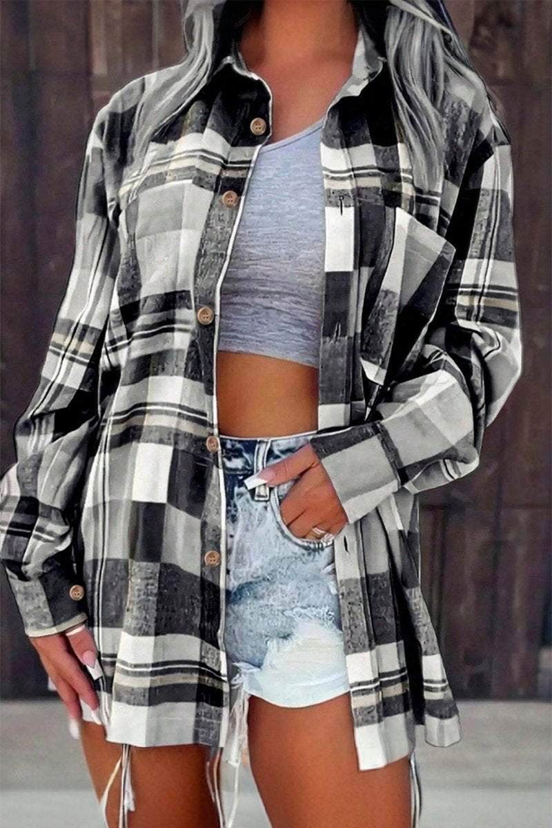 Women's Casual Plaid Shirt skirts Top