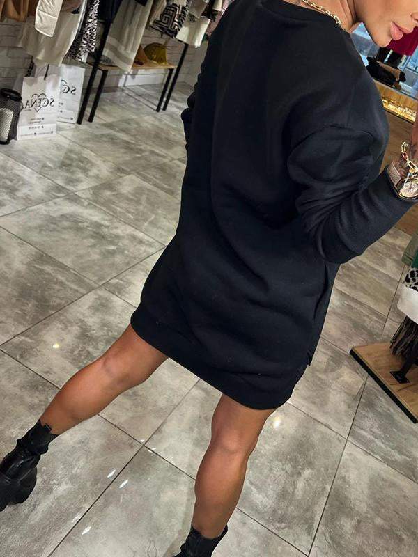 Women's Round Neck Long Sleeve Sweater Dress Dress Mini Dress