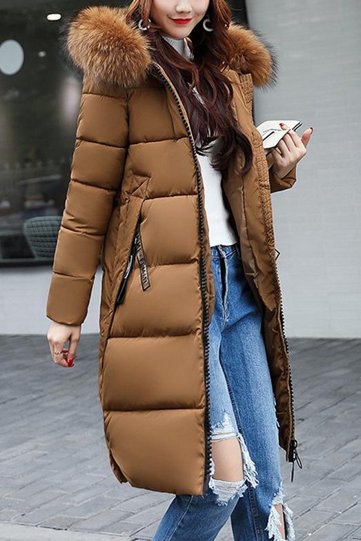 Women's Long Thickened Cotton Coat With Large Fur Collar Coats skirts Top