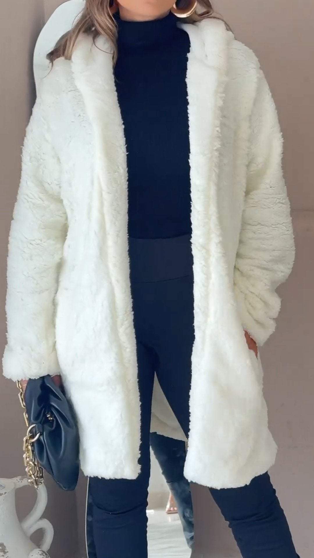 Women's Casual Solid Color Plush Coat Coats