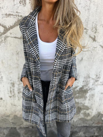 Casual Lapel Plaid Blazer Blazer cotton