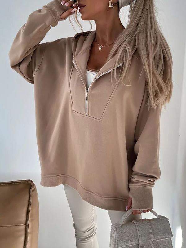 Women's Hooded Half-zip Long-sleeved Casual Sweatshirt Sweatshirt tops