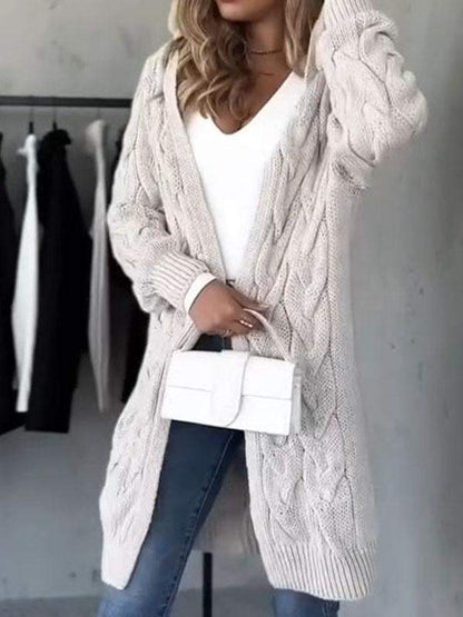 Women's Hooded Long Sleeve Knitted Cardigan Cardigan Tops