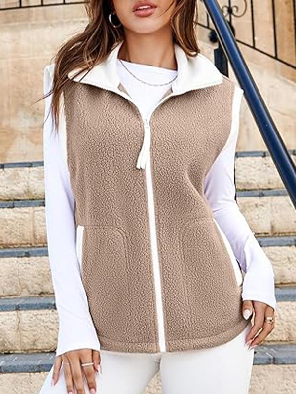 Women's Lapel Plush Vest Tops Vest