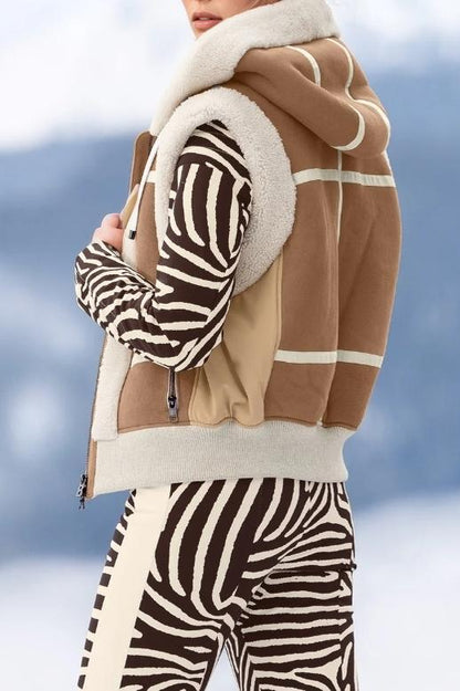 Women's Warm Sherpa Patchwork Vest Jacket