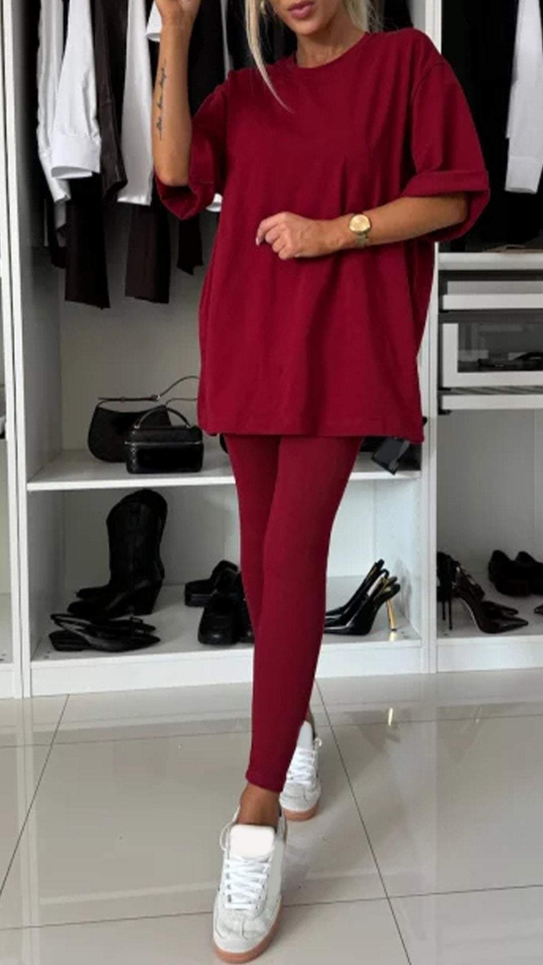 Women's Round Neck Casual Basic Suit Suit