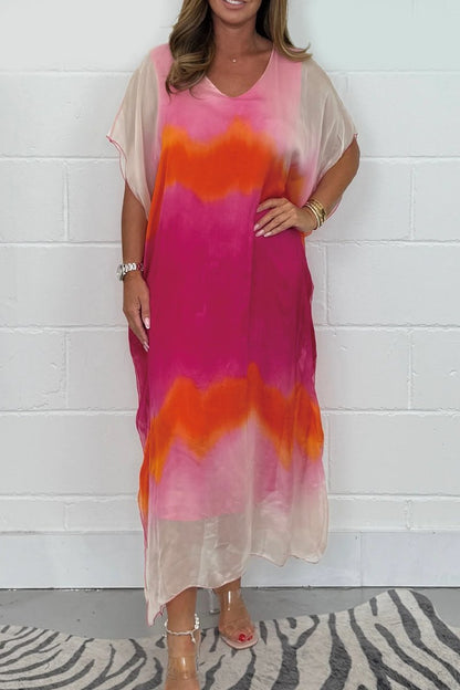 Women's long Chiffon Maxi Dip Dye Dress Fashion Trends