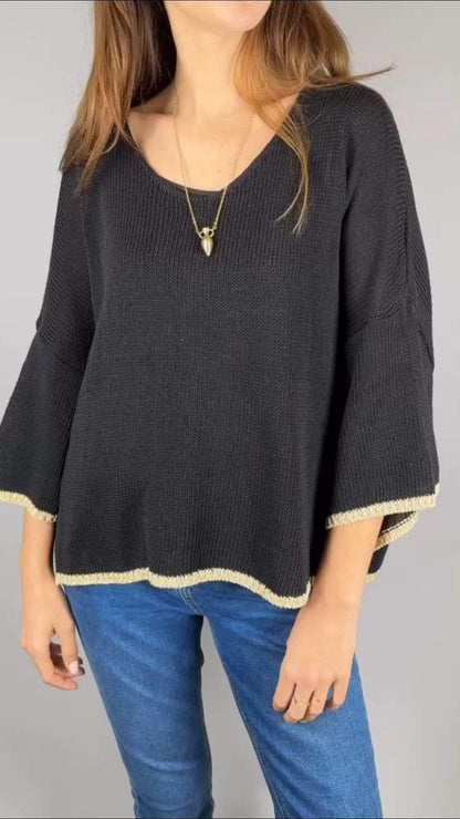 Women's Casual Solid Color Long Sleeve Knitted Top Sweater top