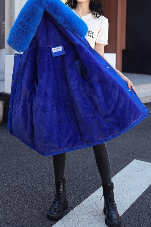 Women's Velvet Jacket Slim Fit Large Fur Collar Cotton Coat Coats skirts Top