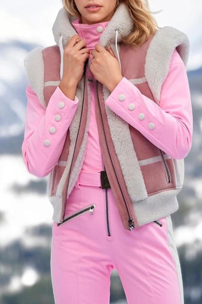 Women's Warm Sherpa Patchwork Vest Jacket