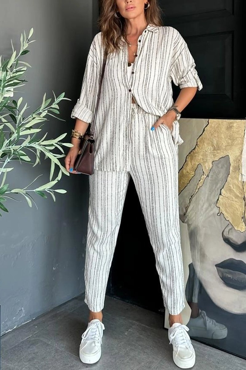 Women's casual loose striped two-piece set Pant sets Sets Two piece sets