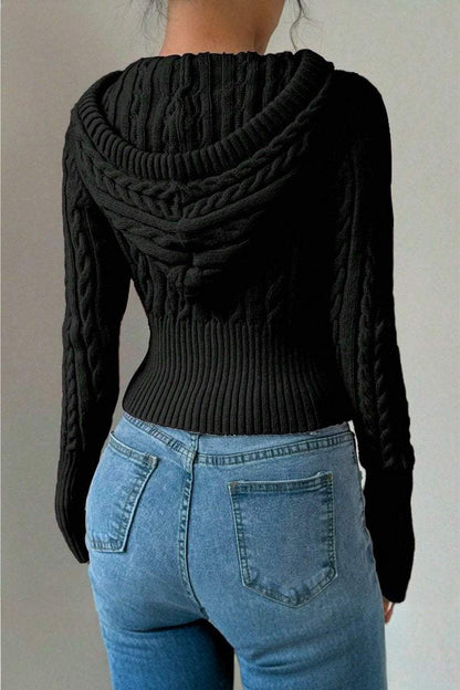 Women's Casual Solid Color Hooded Short Sweater sweatshirts Top