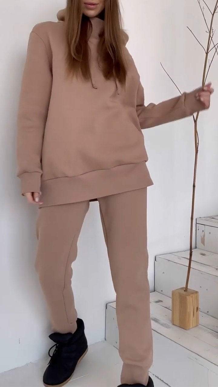 Women's Hooded Long-sleeved Casual Sweatshirt Suit Suit