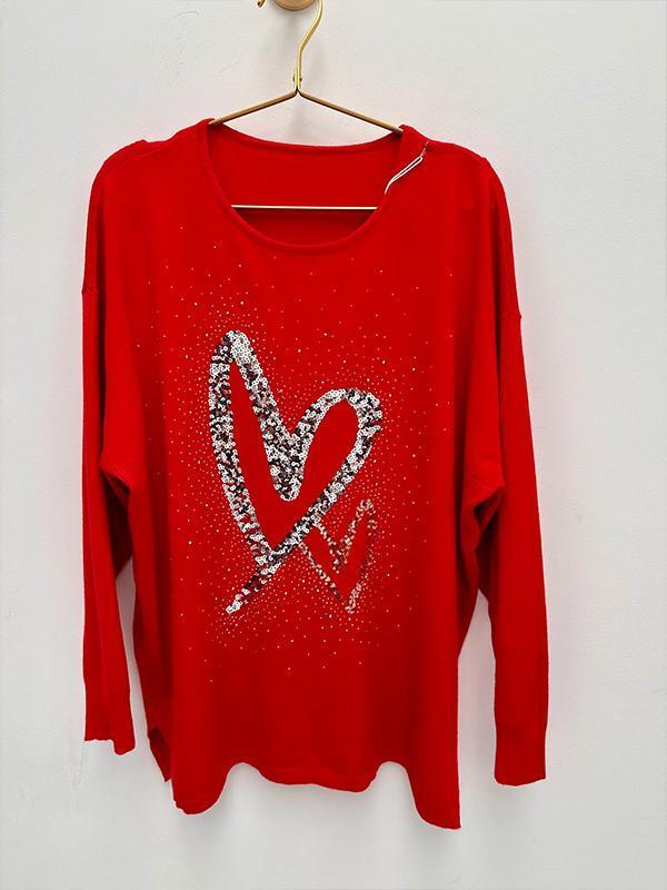 Women's Round Neck Sequined Christmas Casual Top Tops