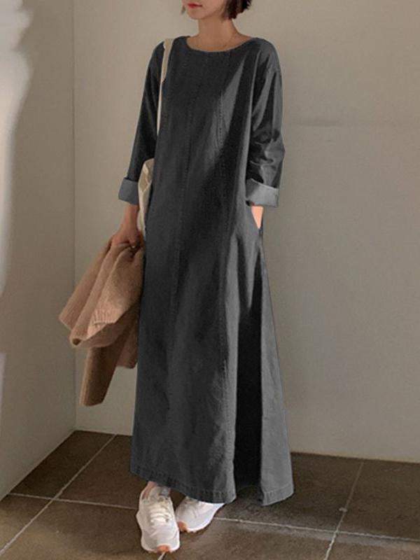 Women's Casual Long Sleeve Denim Dress Denim Dress