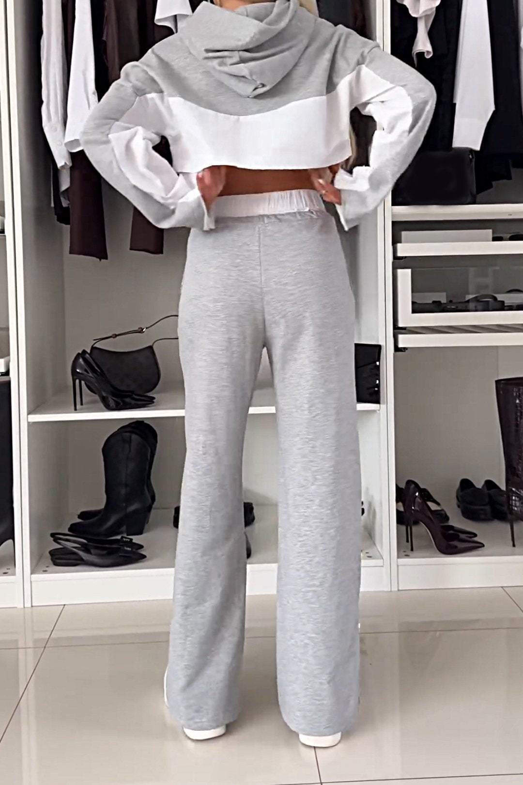 Women's Color Block Casual Top and Pants Two-piece Set Set