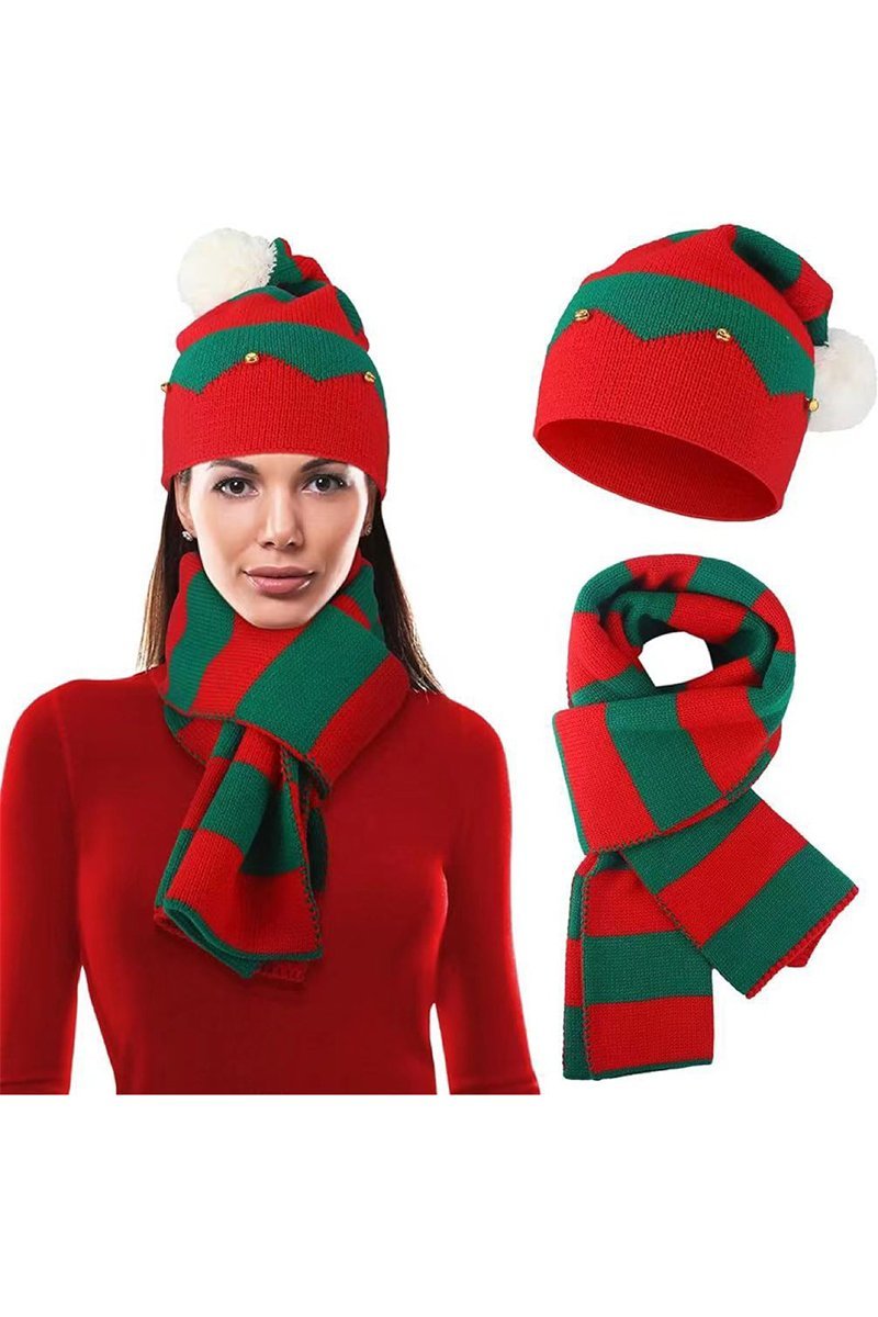 Merry Christmas Bell Hat Three-Piece Set Hat Set Three piece sets