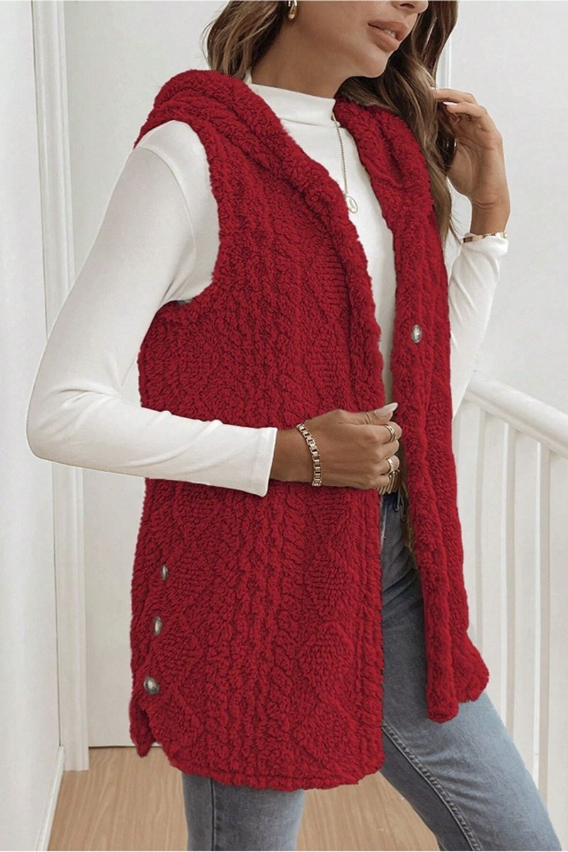 Women's Casual Warm Textured Hooded Vest