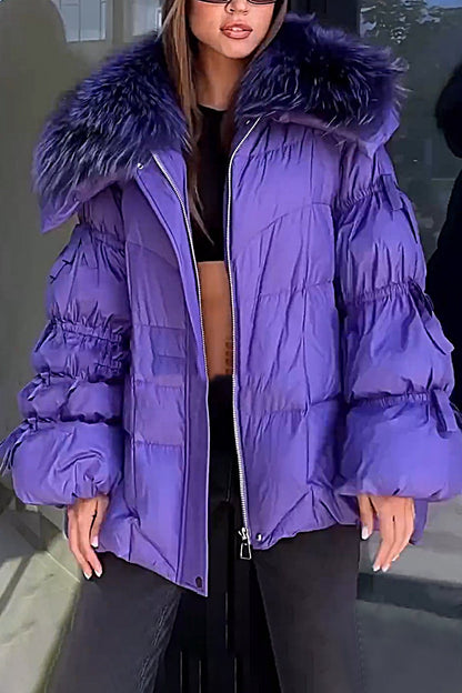 Women's Furry Down Jacket Jacket Top