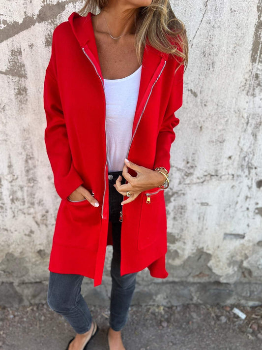 Round Neck Zipper Long Sleeve Casual Jacket tops