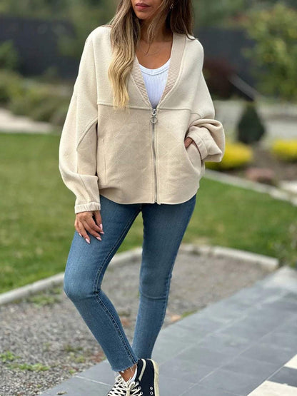 Women's Fashion Zipper Casual Jacket Sweater