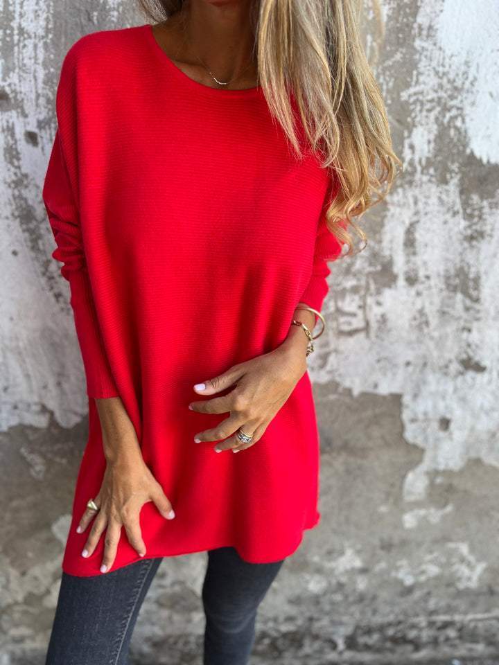 Round Neck Long Sleeve Knitted Top cotton Top