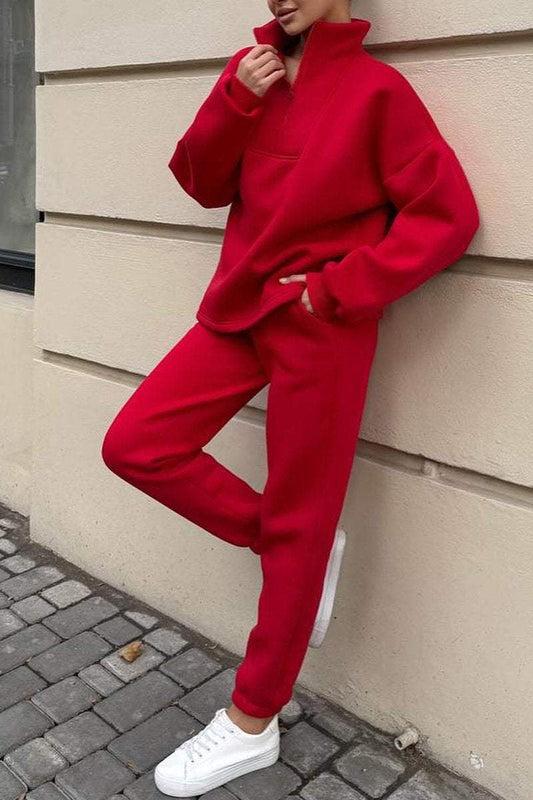 Women's Turtleneck Long Sleeve Sweatshirt Two-piece Suit Pant sets Two piece sets