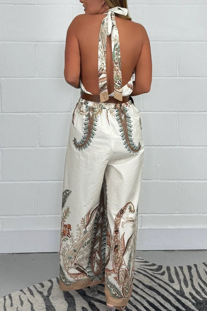 Women's Print Belted Jumpsuit Jumpsuit