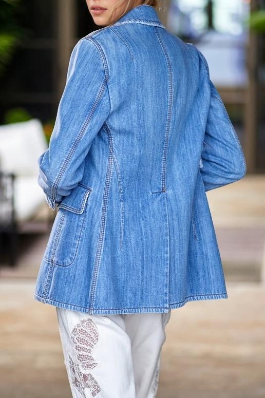 Women's Casual Solid Color Denim Blazer