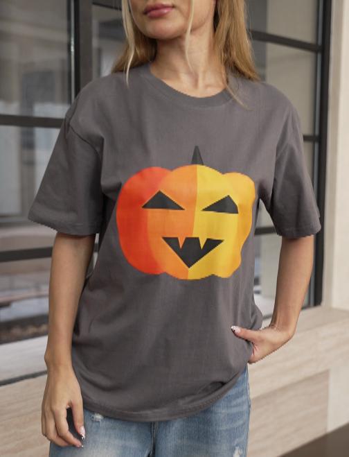 Women's Round Neck Short Sleeve Halloween Print Casual T-shirt top