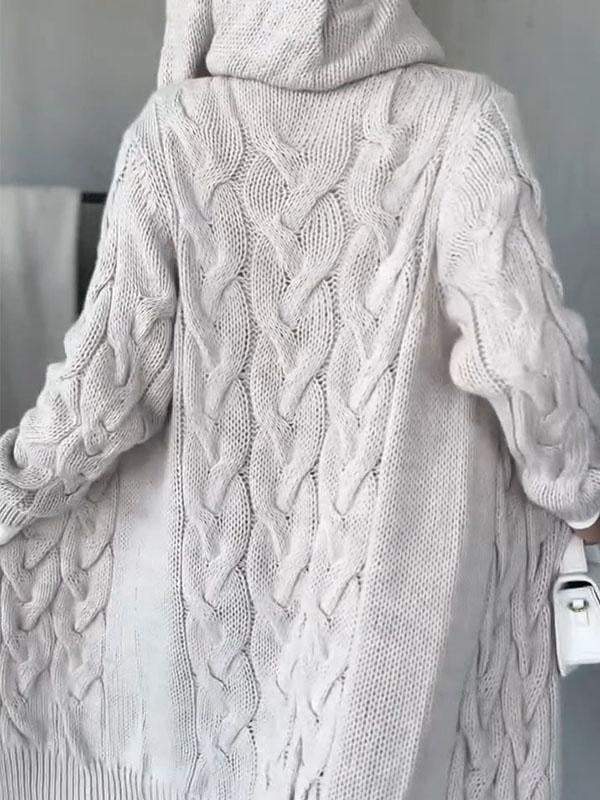 Women's Hooded Long Sleeve Knitted Cardigan Cardigan Tops